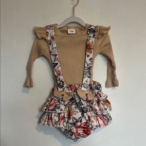 Floral Ruffle Suspender Skirt for Kids